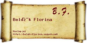 Belák Florina névjegykártya